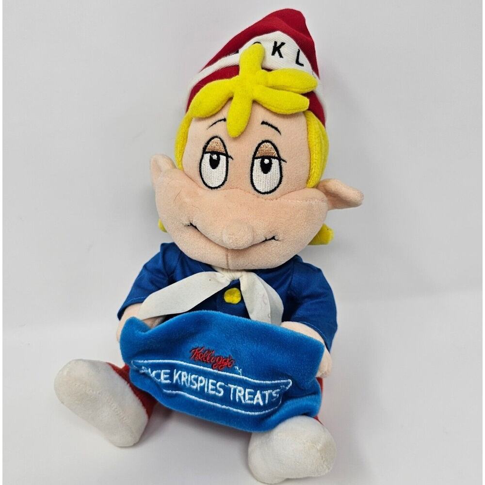 1999 CRACKLE Plush Kellogg’s Rice Krispies Treats Cereal Stuffed 10" Doll Vtg